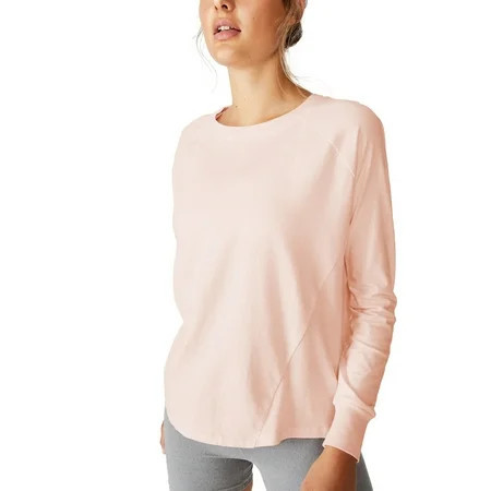Womens Active Rib Long Sleeve Top Light Pink L | Walmart (US)