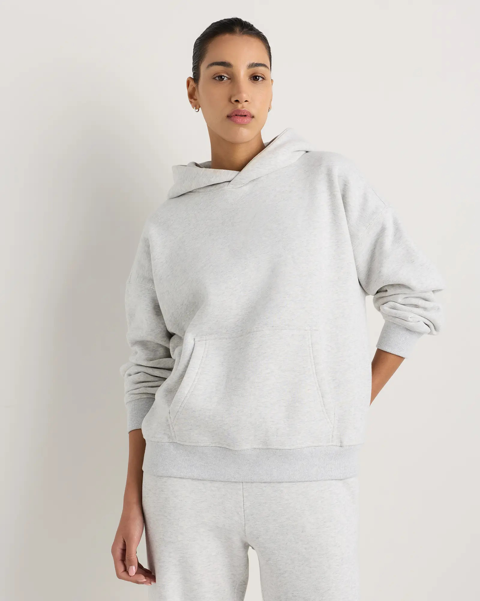 Everyday Fleece Hoodie in Light Heather Grey | Quince