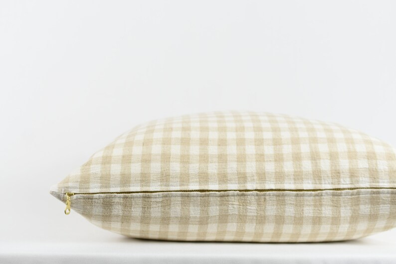Tanya  Woven Neutral Gingham Pillow Cover | Etsy | Etsy (US)