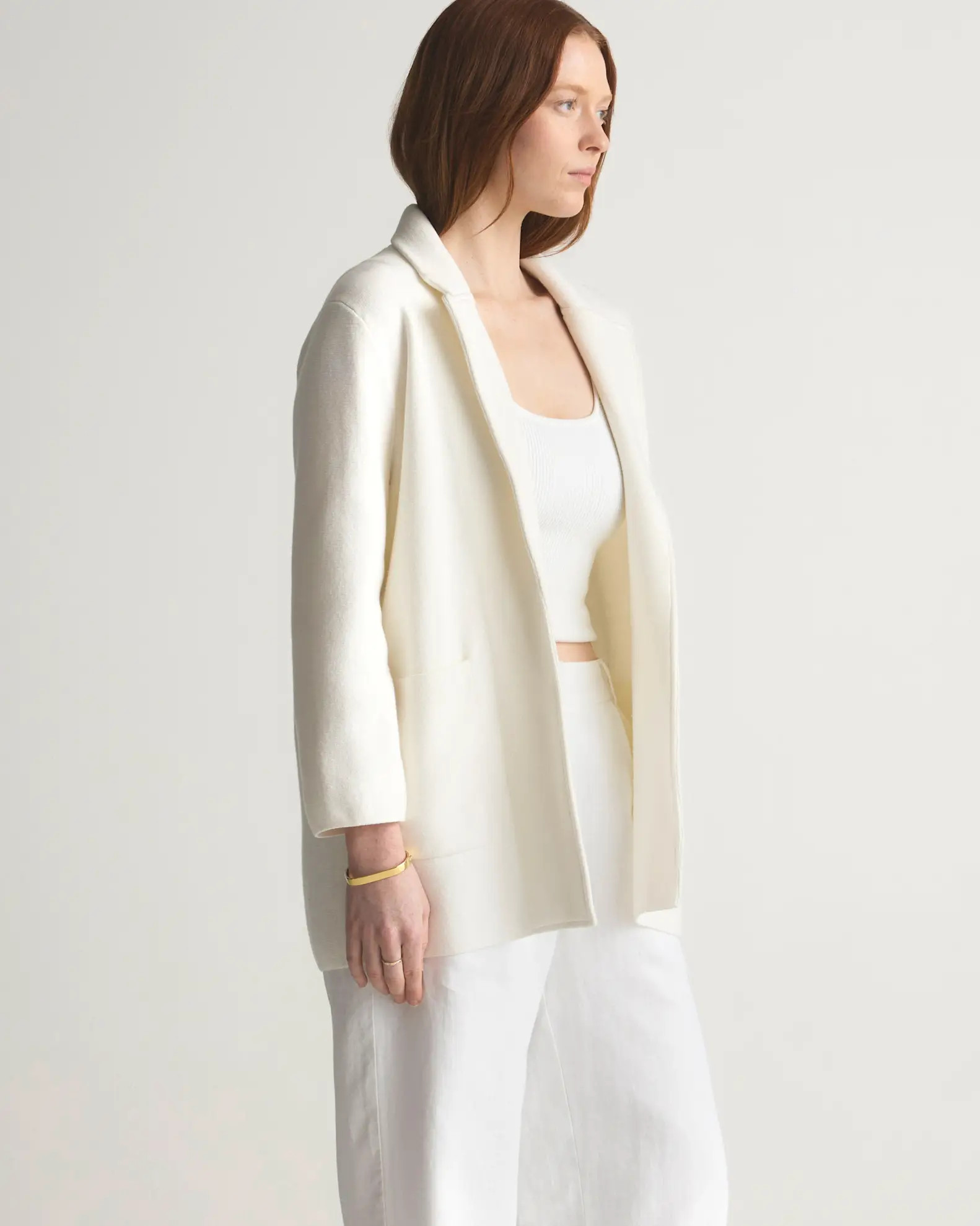 100% Organic Cotton Knit Blazer in Ivory | Quince