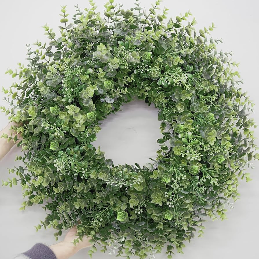 26'' Large Boxwood Wreath for Front Door Window Porch Artificial Boxwoods Greenery Leaves Outdoor... | Amazon (US)
