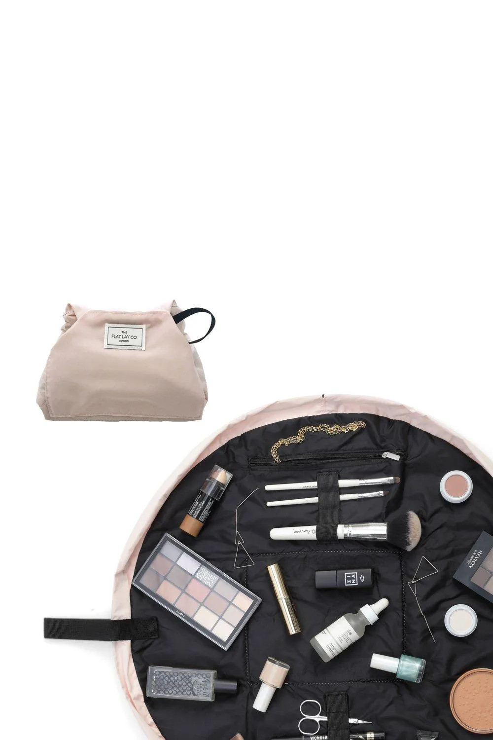 Beauty Tools | Blush Pink Open Flat Makeup Bag | The Flat Lay Co | Debenhams UK