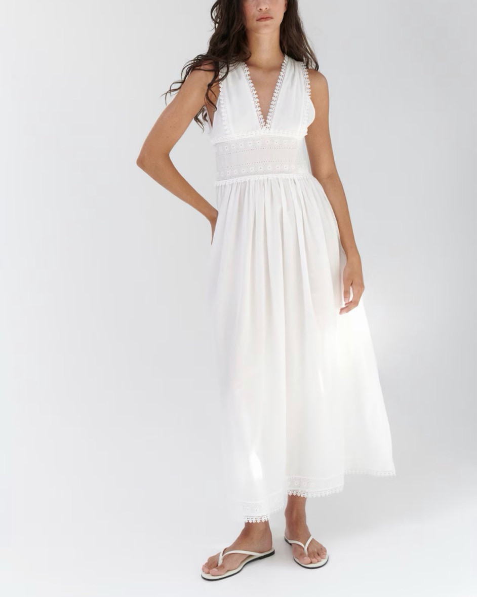Lace trim white maxi dress

#LTKSeasonal