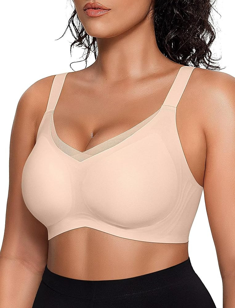 Vertvie Wireless Bras for Women No Underwire Supportive Mesh Crossover Bra Seamless Push Up Full ... | Amazon (US)