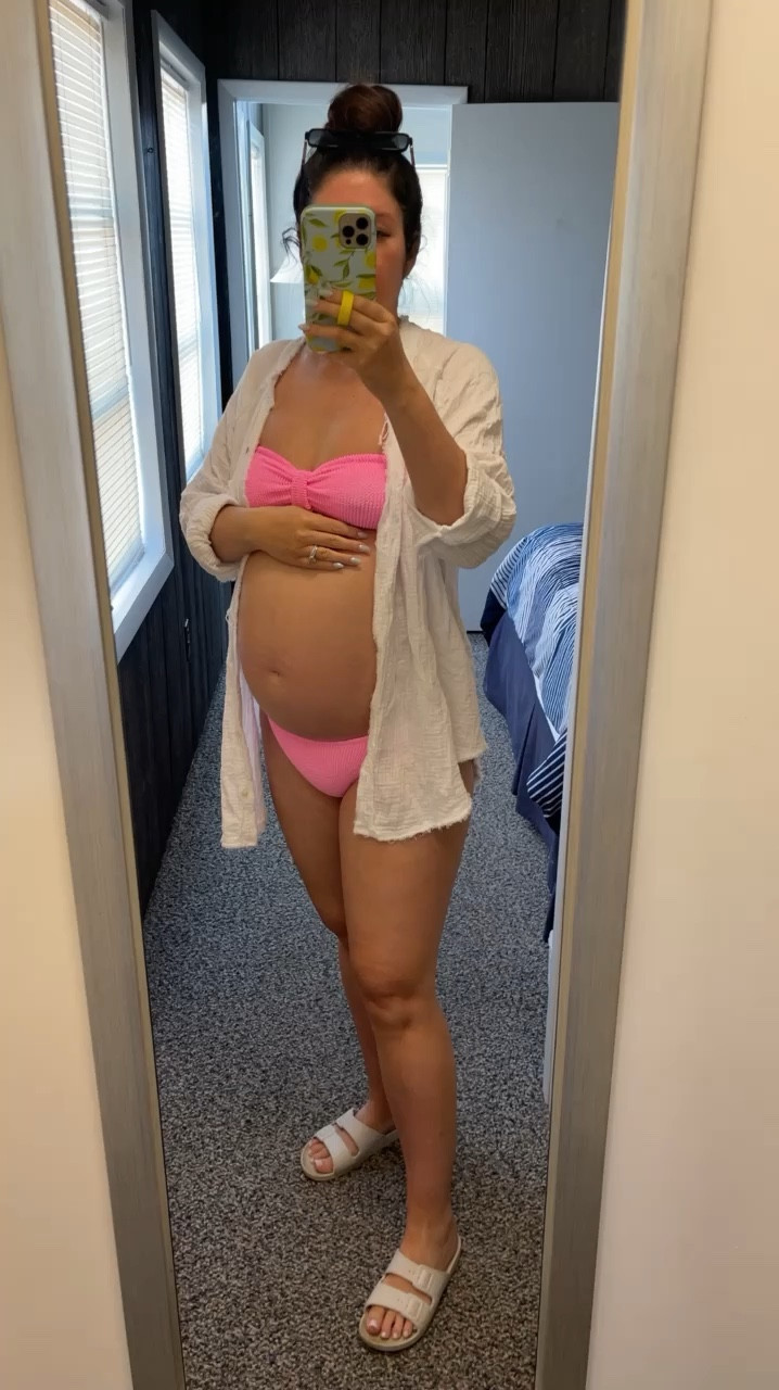 Pink bikini, pregnancy bikini, beach coverup, swim, swimsuit 

#LTKMidsize #LTKSwim #LTKBump