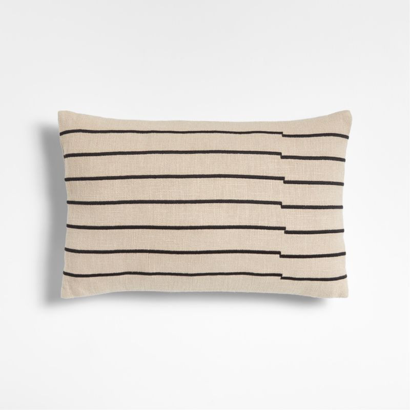 Casse 20"x13" Black-and-Ivory Striped Throw Pillow by Athena Calderone + Reviews | Crate & Barrel | Crate & Barrel