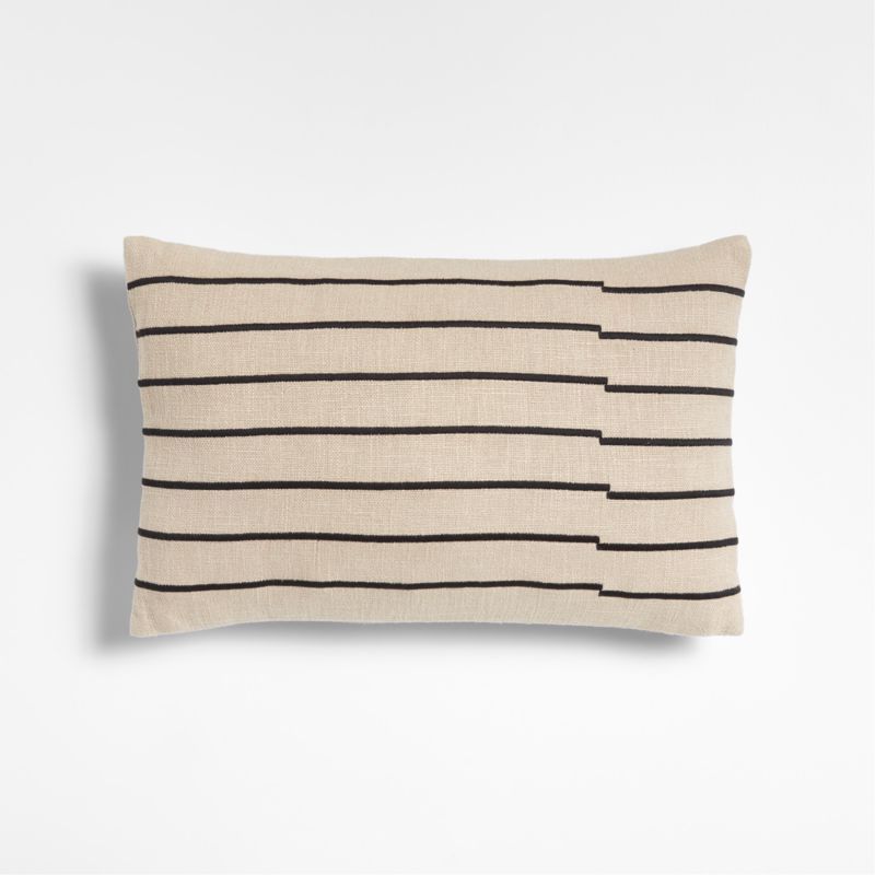 Casse 20"x13" Black-and-Ivory Striped Throw Pillow by Athena Calderone | Crate & Barrel | Crate & Barrel
