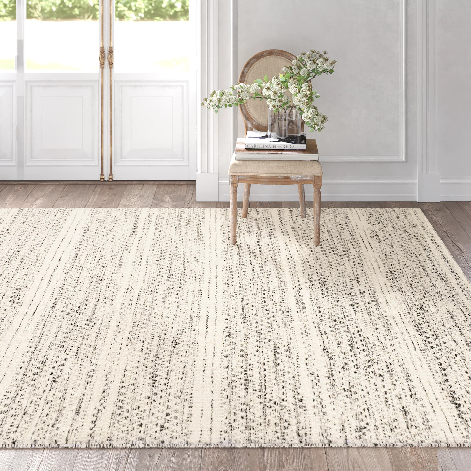 Sylvie Ikat Flatweave Wool Cream/Gray Area Rug | Wayfair North America