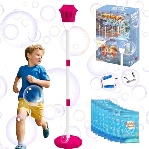 Bubble Machine Maker Stand, Rechargeable Bubble Tiki Torch Machine Adjustable Height 48 inch Bubble Blower Machine for Parties Wedding Birthday Outdoor Garden Lamp -10 Bubble Water | Amazon (US)