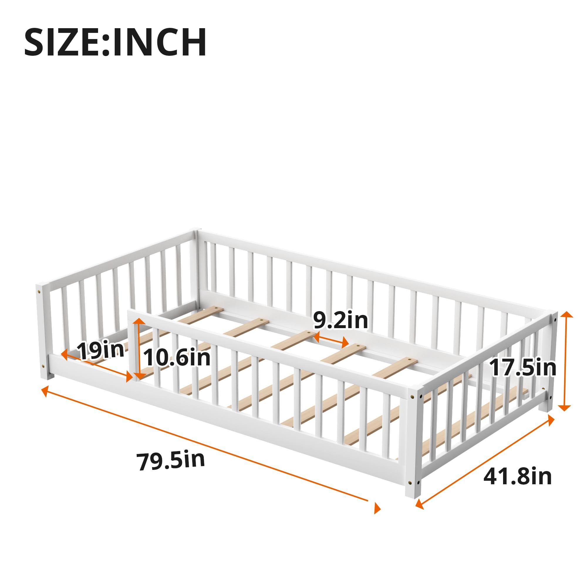 LLS Twin Floor Bed for Kids Solid Wood Montessori Bed Frame with Safety Guardrails Multifunctiona... | Amazon (US)