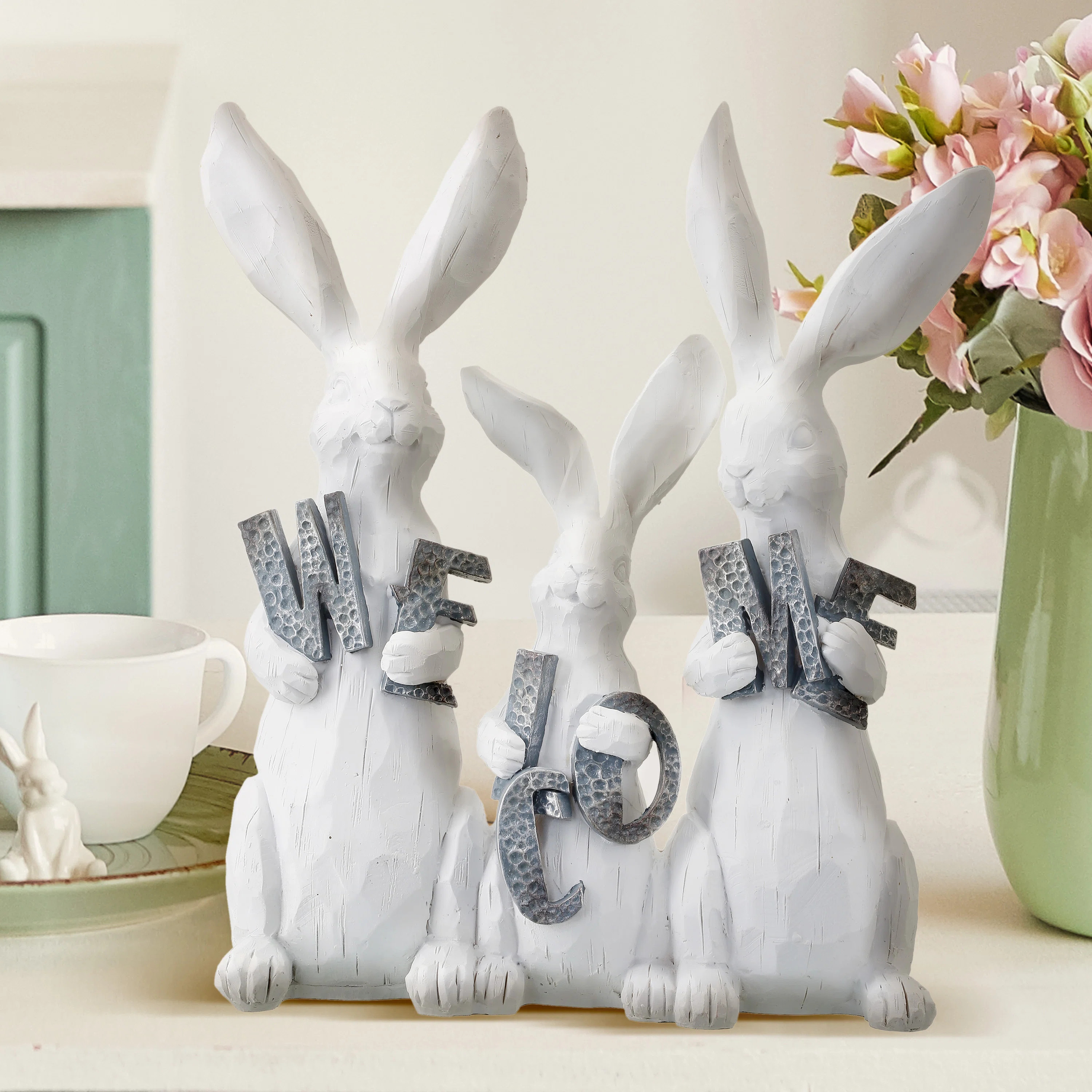 The Twillery Co.® Resin Triple Bunny Welcome & Reviews | Wayfair | Wayfair North America