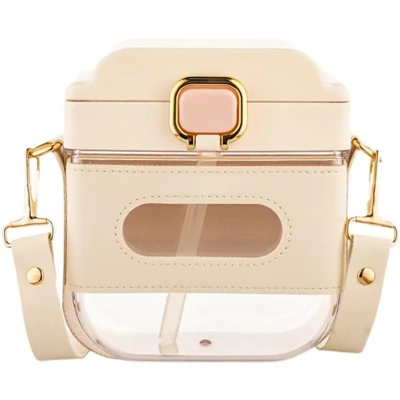 Cool Comfy Leakproof Straw Cup Large Capacity Square Water Bottle With Adjustable Strap For Outdo... | Temu Affiliate Program