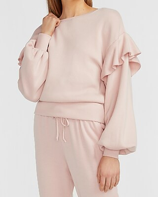 American Icons Ruffle Sleeve Drop Shoulder Sweatshirt | Express