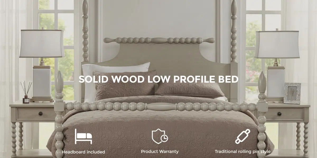 Beckett Solid Wood Low-Profile Bed Frame with Spindle Design | Wayfair North America