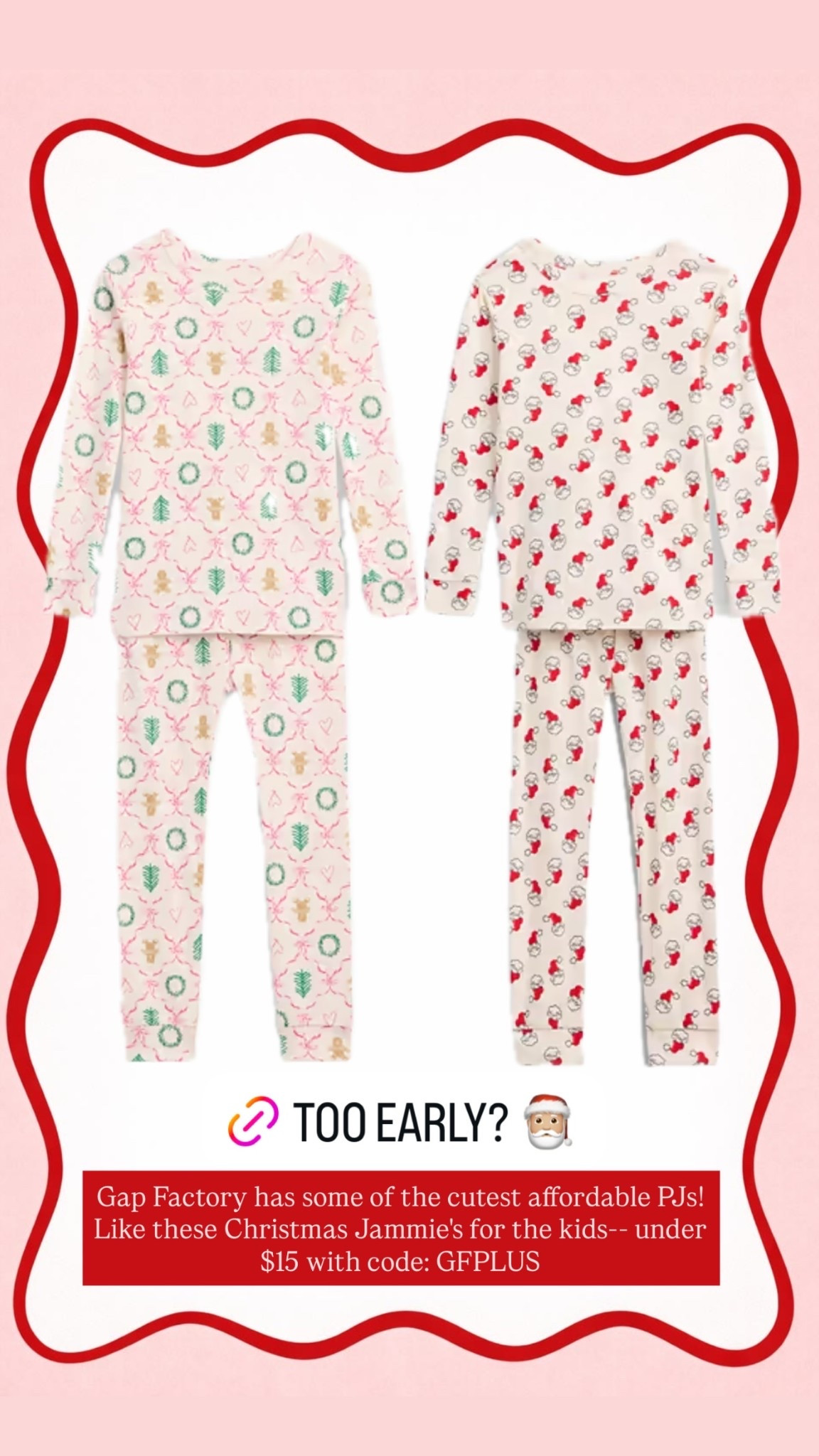 Gap Factory has some of the cutest affordable PJs! Like these Christmas Jammie's for the kids-- under $15 with code: GFPLUS @gapfactory