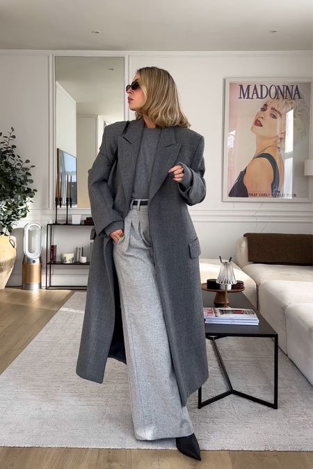 Coat is old Zara mens; have found a great alternative for similar price!
Jumper is old Zara; have linked alternatives.
Trousers are linked.  Belt is YSL.
Bag is old H&M.
Sunglasses are linked. 