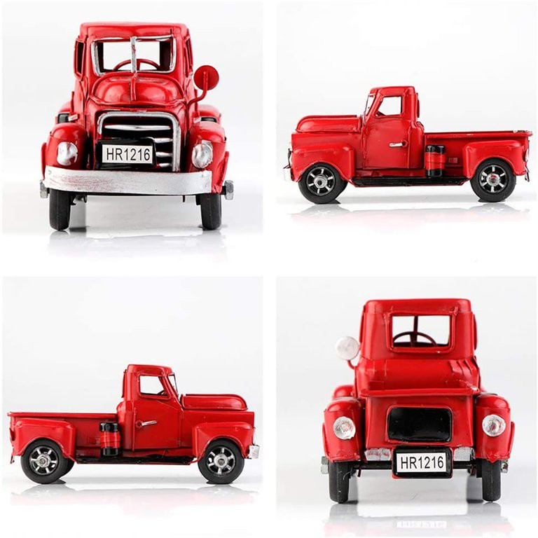 Husfou Christmas Vintage Red Truck Decor, Metal Truck Car Model Decoration for Xmas Holiday Home ... | Walmart (US)