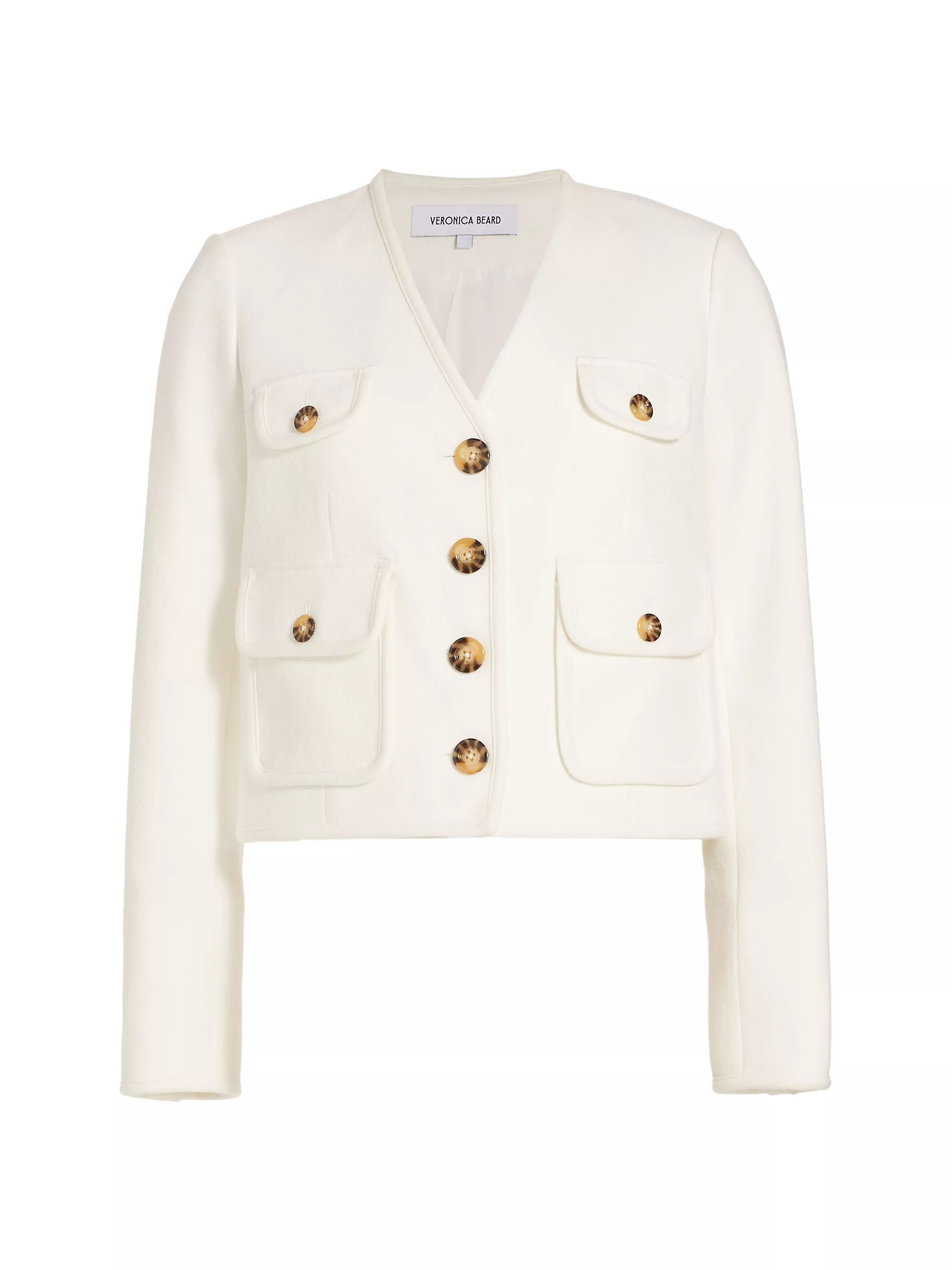 Isola Stretch Cotton-Blend V-Neck Jacket | Saks Fifth Avenue