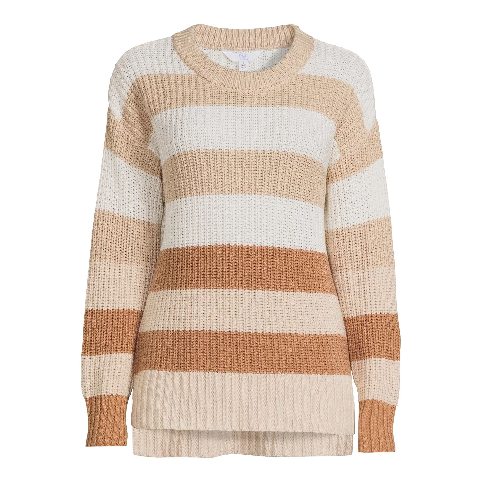 Time and Tru Women's Striped Pullover Sweater, Midweight, Sizes XS-XXXL | Walmart (US)