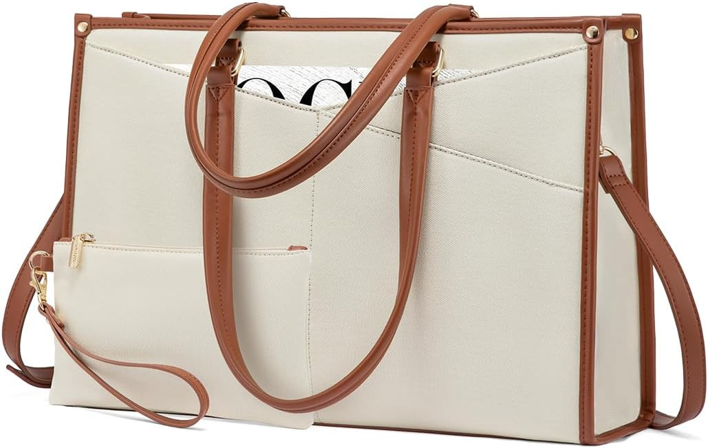 Laptop Tote Bag for Women 15.6 Inch Waterproof Leather Computer Bags Women Business Office Work B... | Amazon (US)