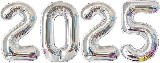 40 Inch Giant Silver Number 2025 Balloon, 2025 New Years Decorations for 2025 Happy New Year Eve ... | Amazon (US)