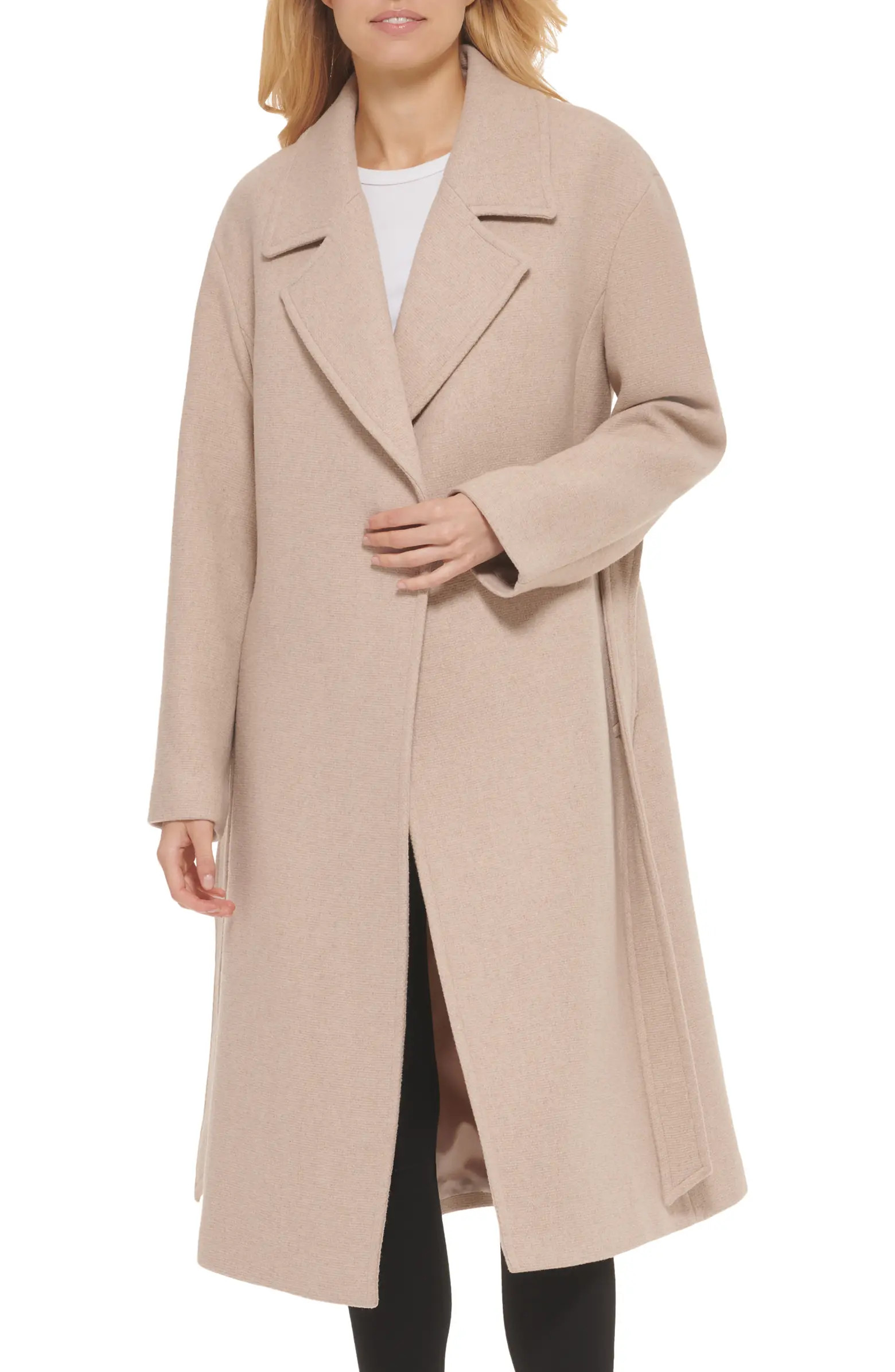 Cole Haan Signature Oversize Belted Basket Weave Wool Blend Wrap Coat | Nordstrom | Nordstrom