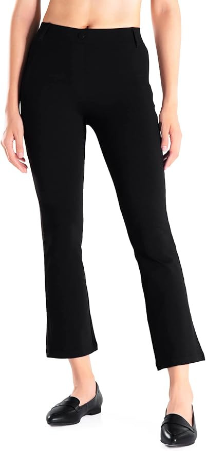 Yogipace,Belt Loops,Women's Petite/Regular/Tall Flare Cropped Yoga Dress Pants Capris Stretchy Wo... | Amazon (US)