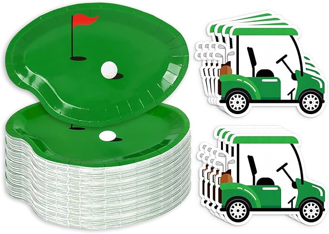 Whaline 90Pcs Golf Party Plates Napkin Set Green Sport Ball Paper Plates Golf Cart Disposable Nap... | Amazon (US)