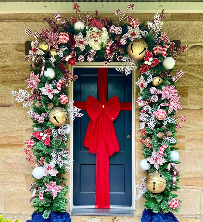 The Red Door Bow Christmas, Luxury Door Bow, Large Ribbon Wreath Decoration. Weather Resistant fo... | Amazon (US)