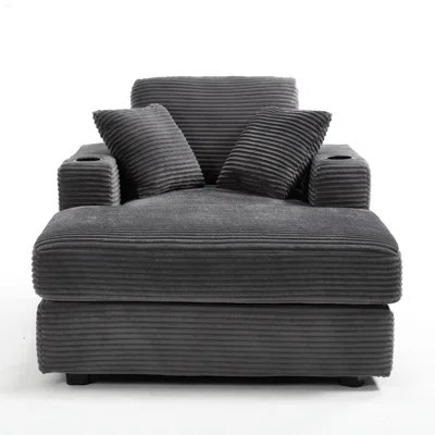Corduroy Upholstered Chaise Lounge Sofa,Magazine Bag,Detachable Cushions Deep Seat For Living Room Office | Wayfair North America