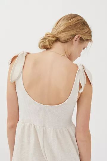 UO Marlee Knit Tie-Shoulder Romper | Urban Outfitters (US and RoW)