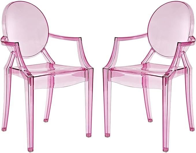 Modway Casper Modern Acrylic Stacking, Two Dining Armchairs, Pink | Amazon (US)