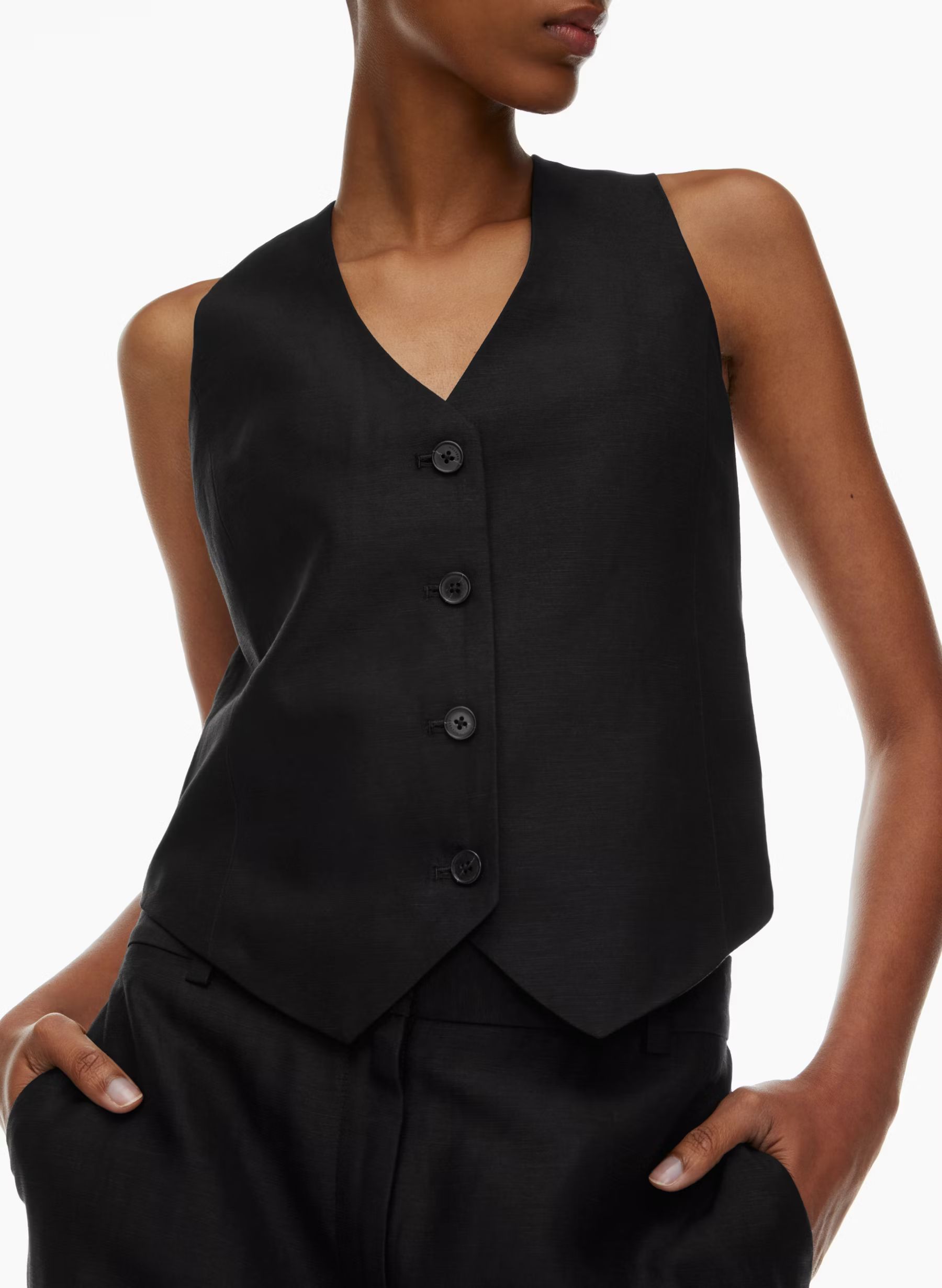 DENIRO LINEN VEST | Aritzia