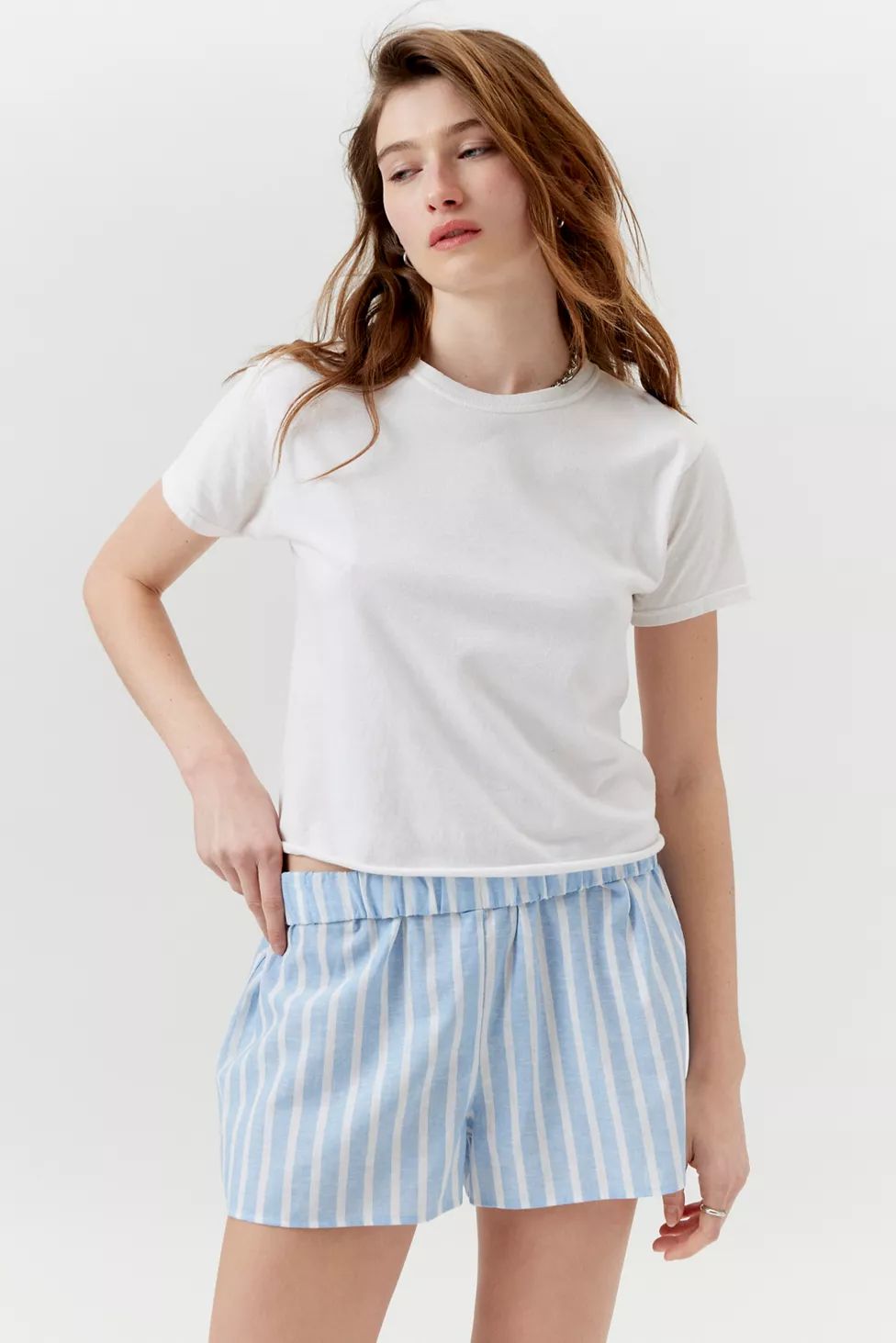 Urban Renewal Remnants Striped Rollover Boxer Short | Urban Outfitters (US and RoW)