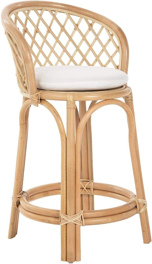 Kouboo Rattan Criss-Cross Height Counter Stool - Modern Stool with Back, Stools for Kitchen Count... | Amazon (US)