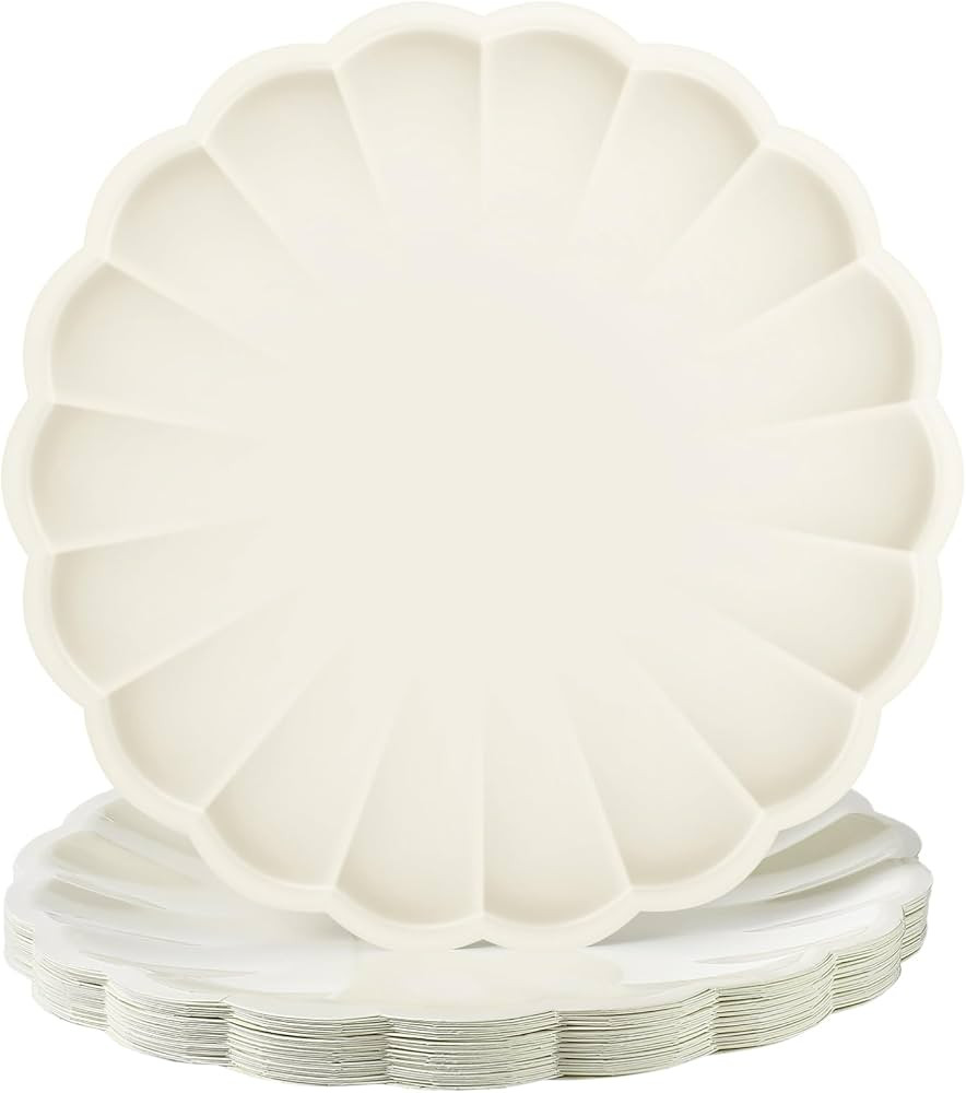 30 Pcs Large Scalloped Paper Plates 9.5 Inch Shell Edge Disposable Dinner Plates for Birthday Wed... | Amazon (US)