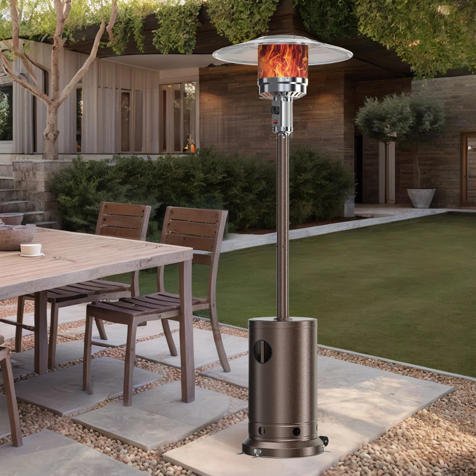 FANGFLOWER Propane Heater, 48,000 BTU Outdoor Heaters with Auto-off System for Backyard, Deck, Ga... | Wayfair North America