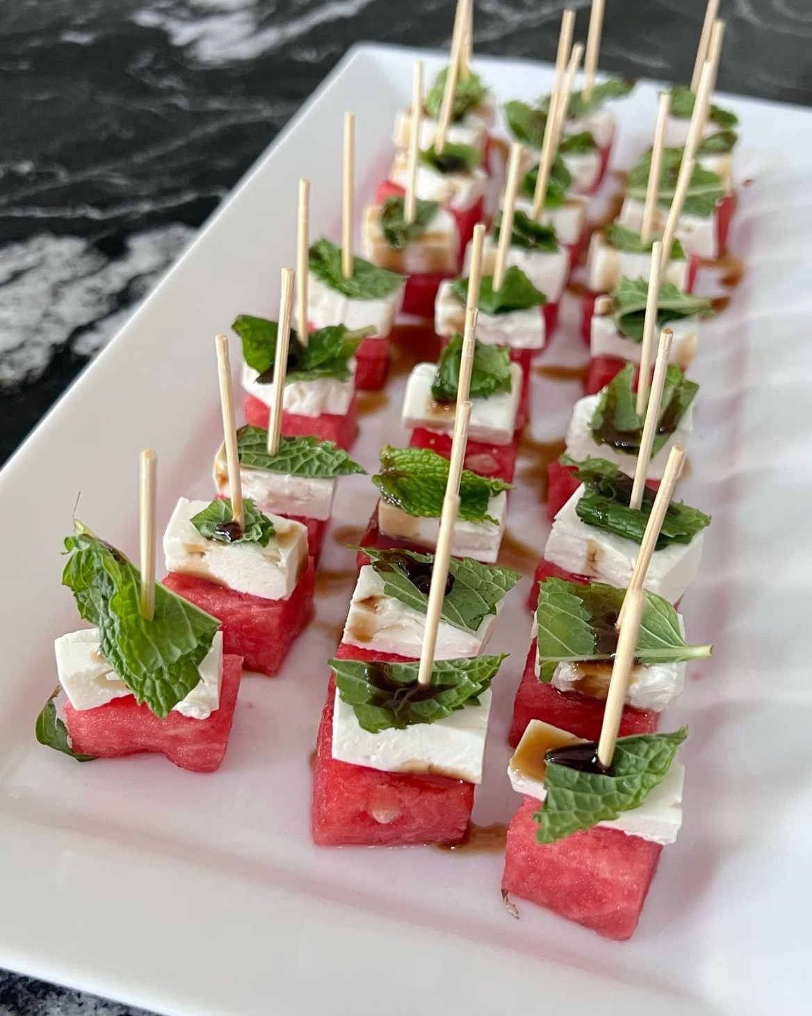 Watermelon, feta and mint canapés are a simple dish for those warmer months and these Cambridge Serve Plates are perfect for serving them! 

 #LTKSeasonal #LTKHome