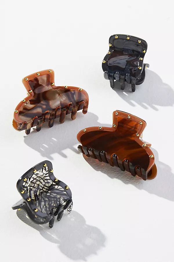 Set of Four Mini Colorblock Hair Clips | Anthropologie (US)