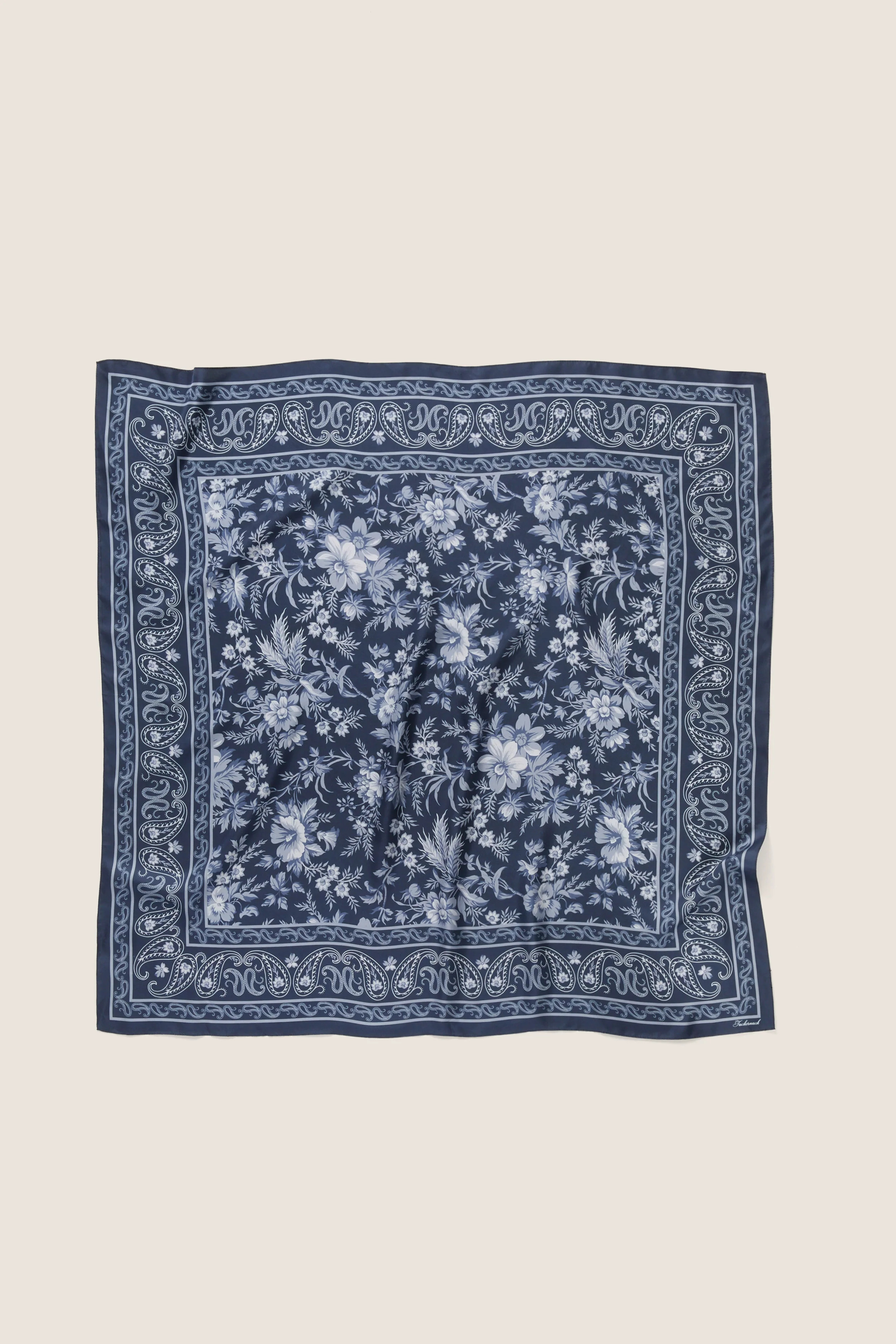 Navy Floral Bandana Medium Silk Scarf | Tuckernuck (US)