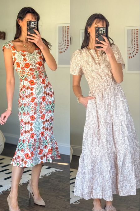 These dresses are gorgeous!! So flattering. The maxi dress is perfect for vacation/resort and summer time. The one on the left is so elevated and would be great for a date night or event.

Both run a tad large, size down if between sizes.

Wedding guest dress, vacation dress.

#LTKSeasonal #LTKwedding #LTKtravel