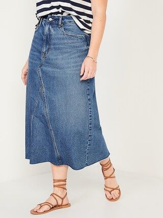 Higher High-Waisted Cut-Off Jean Maxi Skirt for Women | Old Navy (US)