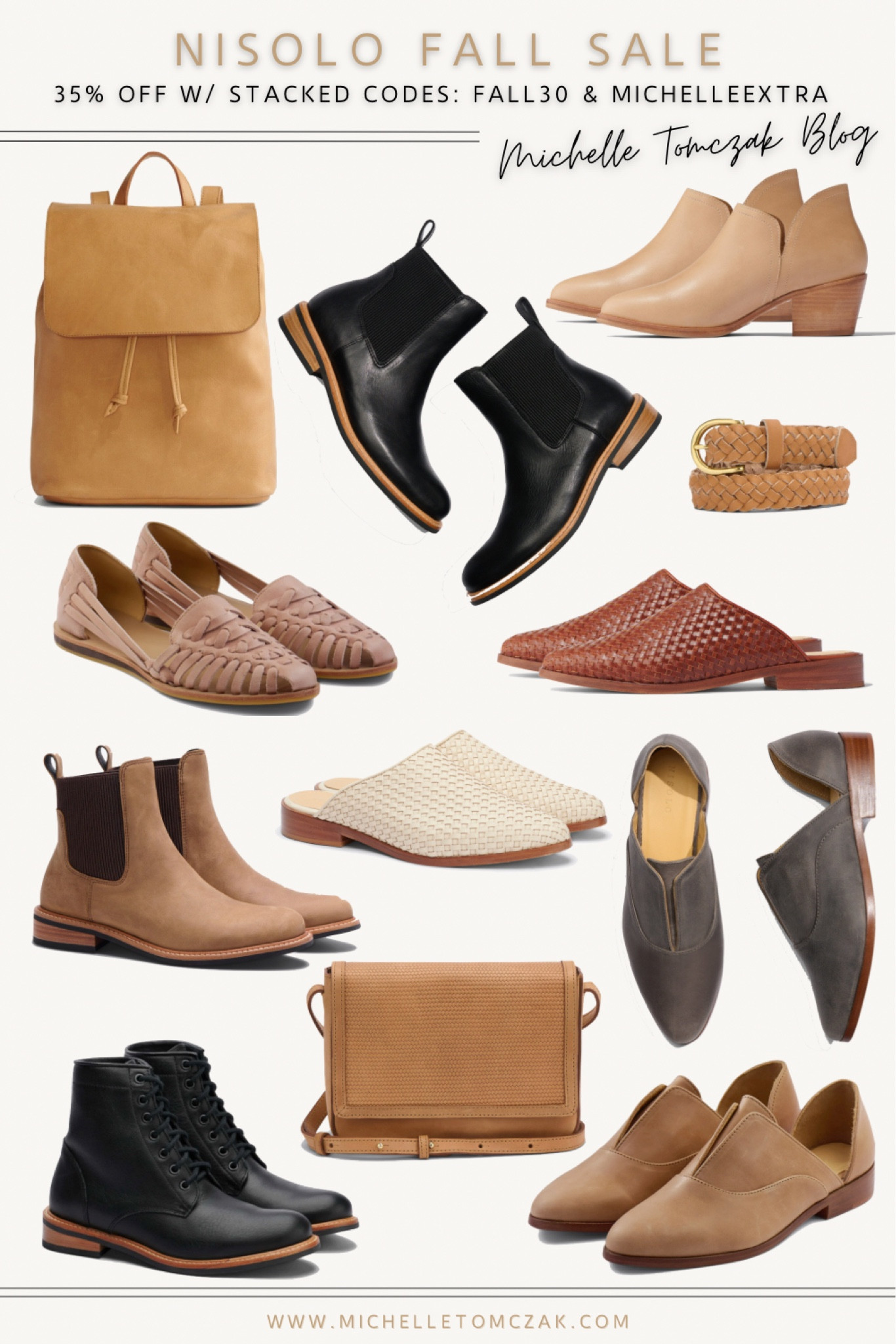 NISOLO Sale: Fall Favorites
code: FALL30 for 30% off + stack another code: MICHELLEEXTRA for an additional 5% off  

#LTKshoecrush #LTKitbag #LTKSeasonal