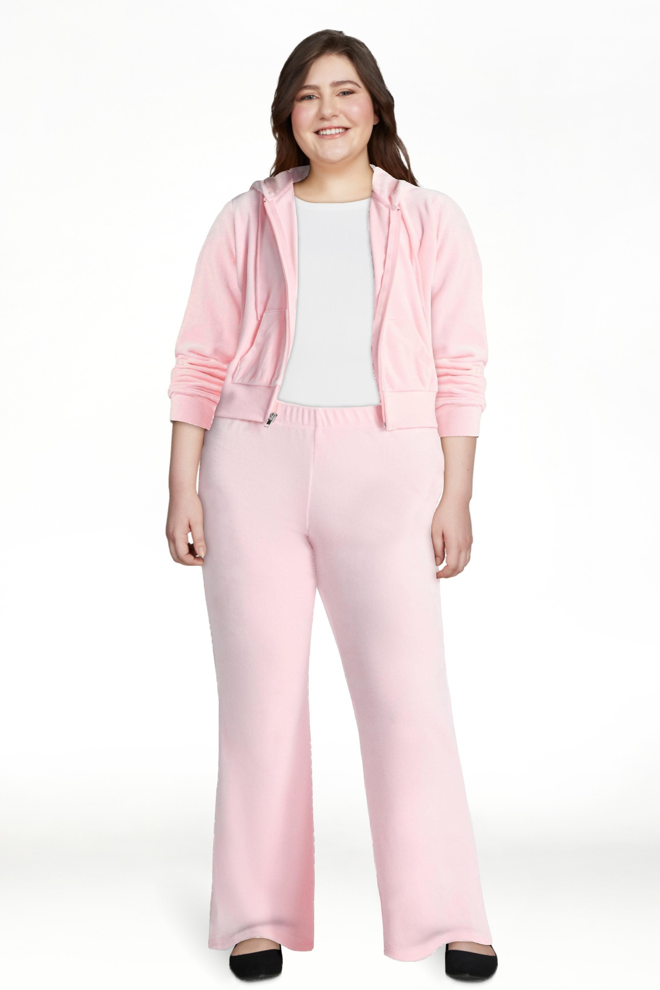 No Boundaries Velour Hoodie and Flare Pants Set, 2-Piece, Women’s - Walmart.com | Walmart (US)