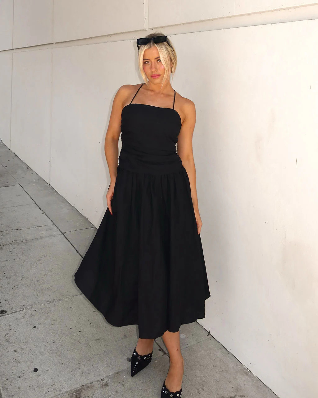 Shes Classic Ruched Linen Midi Dress | VICI