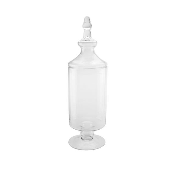 Northlight 19" Transparent Glass Cylindrical Jar with Finial Topped Lid - Clear | Target