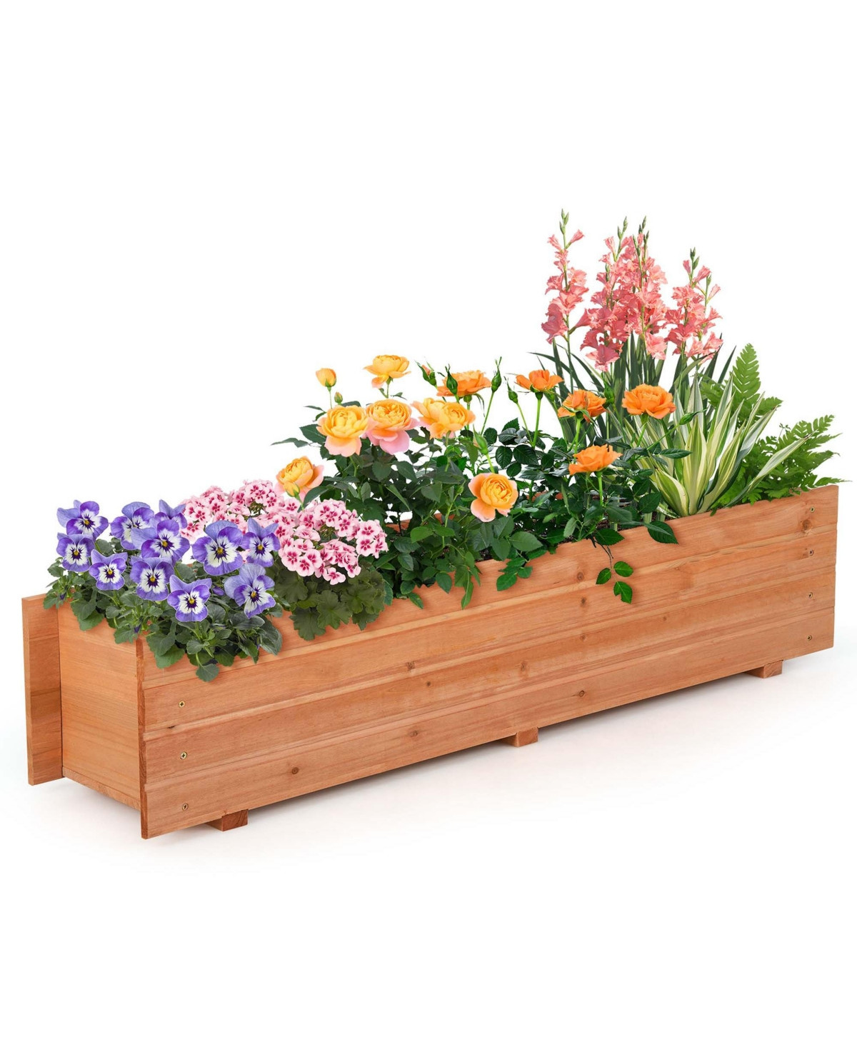 Raised Garden Bed Wood Rectangular Planter Box with 2 Drainage Holes - Natural | Macy's