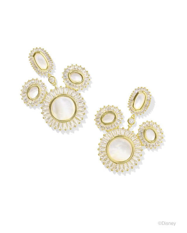Disney | Kendra Scott Gold Mickey Mouse Crystal Frame Statement Earrings in Ivory Mix | Kendra Scott