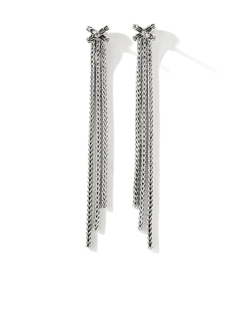 sterling silver Classic Chain Tassel diamond drop earrings | Farfetch Global