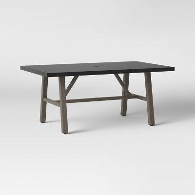 Concrete & Faux Wood 6 Person Rectangle Patio Dining Table - Smith & Hawken™ | Target